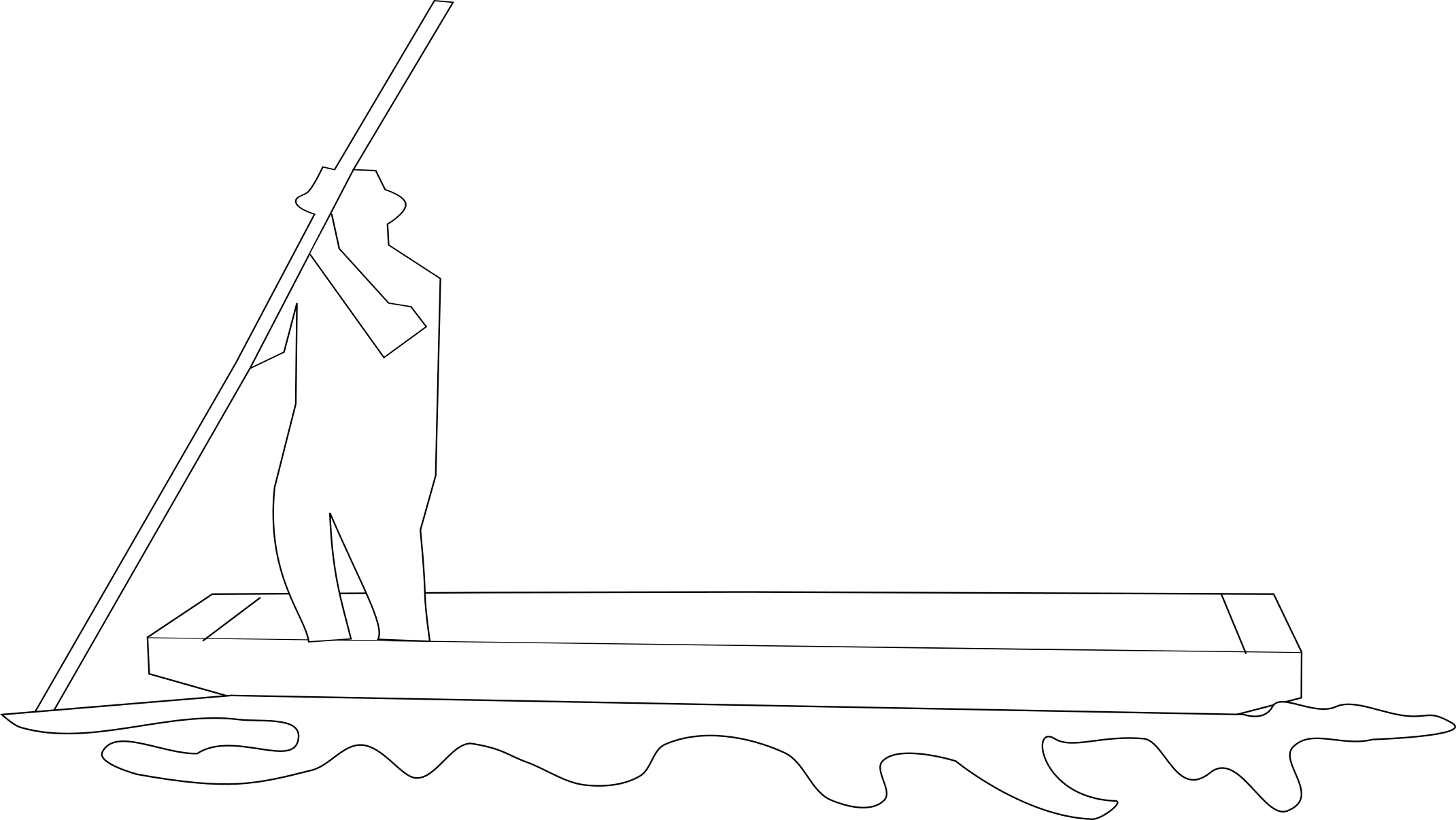 Maraicher sur une barque naviguant à l'aide de sa bourde